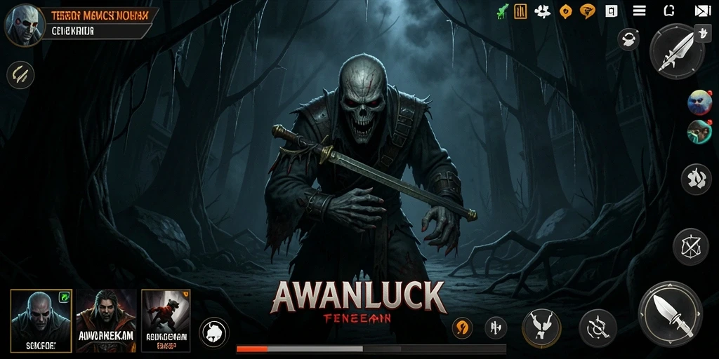 Menampilkan gameplay menakutkan dan suasana mencekam di AWANLUCK.