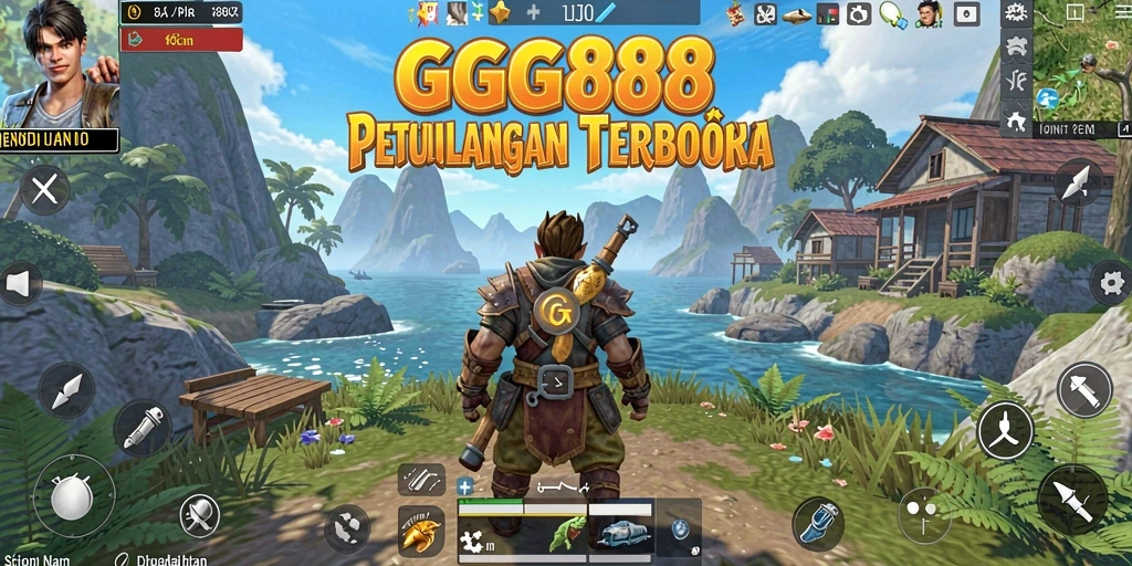 Screenshot gameplay GGG888 menunjukkan petualangan di dunia terbuka yang menakjubkan.