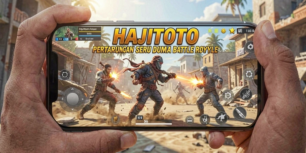 Tampilan seru dari gameplay intens HAJITOTO dalam pertarungan Battle Royale.