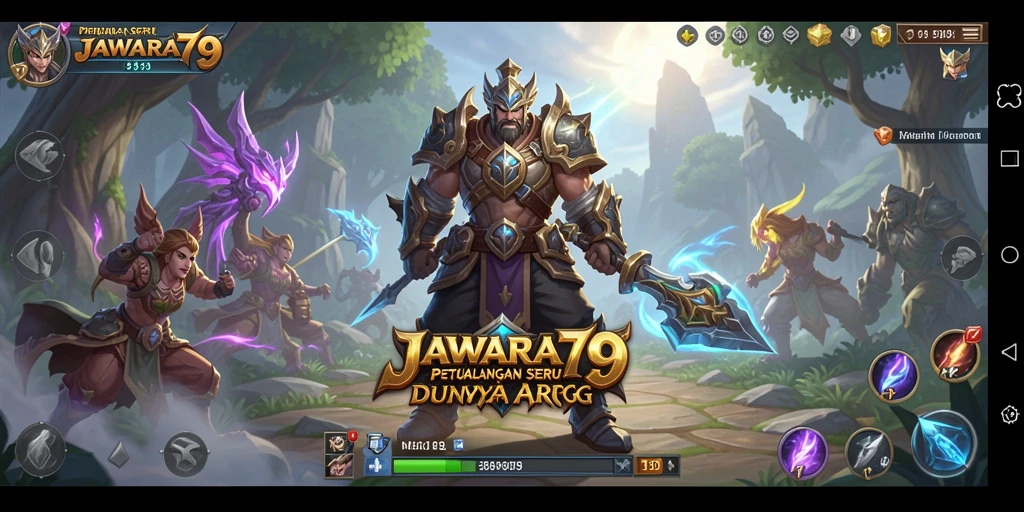 Screenshot gameplay JAWARA79 dengan aksi pertempuran epik.