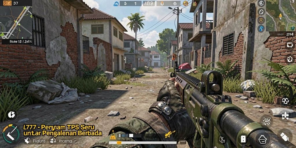 Screenshot gameplay L777 menampilkan aksi seru dalam pertempuran TPS.