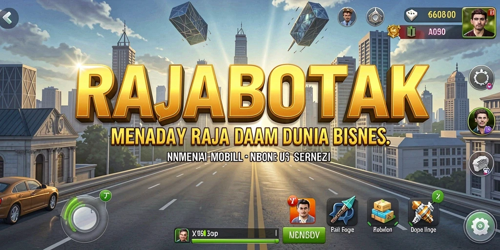 Tampilan gameplay menarik RAJABOTAK dengan dinamika bisnis.