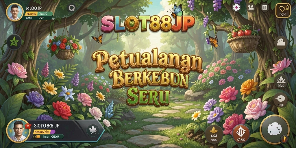 Screenshot gameplay yang menunjukkan kebun yang subur dan hewan ternak.