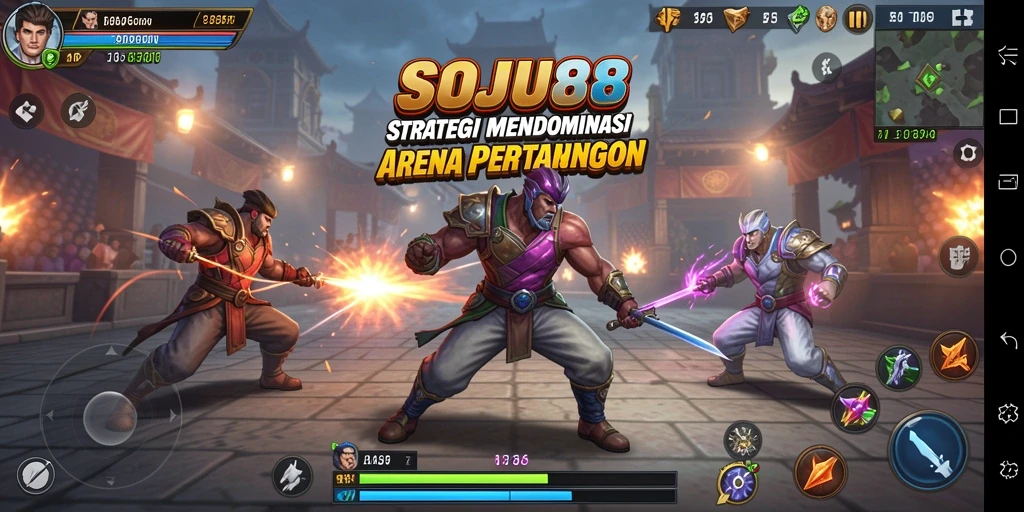 Tangkapan layar menunjukkan aksi pertempuran strategis dalam SOJU88.